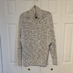 Aerie Offline Knit Tweed Texture Cream and Gray Sweater